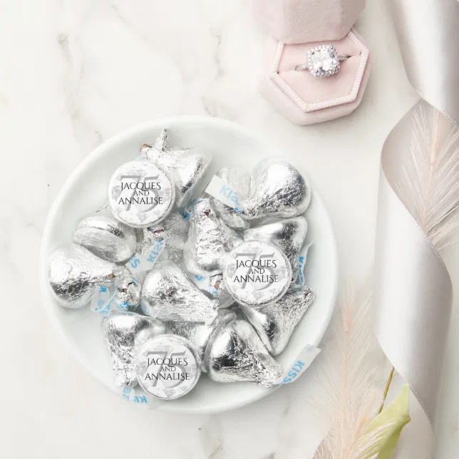 Elegant 75th Diamond Wedding Anniversary Hershey®'s Kisses®