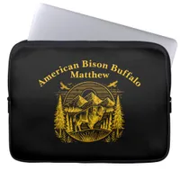 Majestic Gold Buffalo in Mountain Landscape Laptop Sleeve