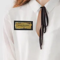 Modern Fancy Sparkly Gold Glitter Rectangle Frame Name Tag