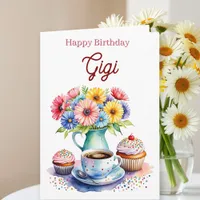 Happy Birthday Gigi | Flowers and Cupcakes Card