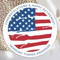 Military Retirement USA American Flag Patriotic Classic Round Sticker
