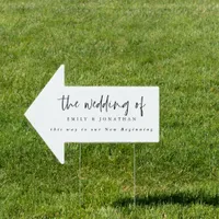 This Way to Wedding Direction White Arrow Sign