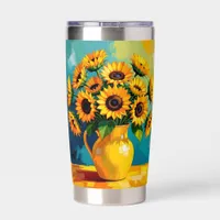 Yellow Sunflowers with Turquoise Background Insulated Tumbler