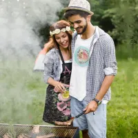 Pink Floral Black Apron