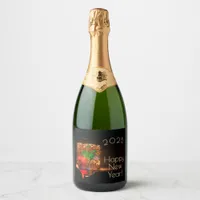 2025 wishes with fireworks and bubbles sparkling wine label