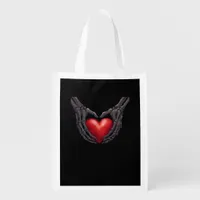 Skeleton Hand Heart Grocery Bag