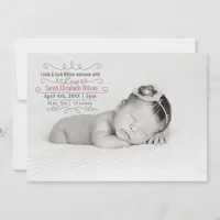 Elegant Scroll Mod Baby Girl Arrival Announcement