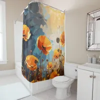 Elegant Poppy Blossom Shower Curtain