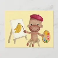 A Little Artist Socky the Sock Monkey Postcard