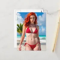 Gorgeous Woman in a Red Bikini  Postcard