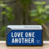 Love One Another Christian Bible Quote Blue Bluetooth Speaker