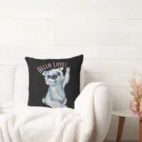 Hello Love Watercolor Polar Bear Throw Pillow