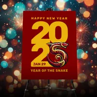 Red Gold Year of the Snake 2025 Foam Board