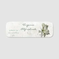  White Delicate botanical birthday party name tag 