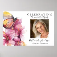 Floral Butterfly Funeral Poster