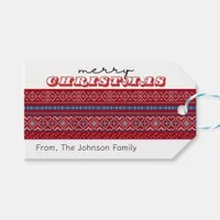 Cozy Red & Blue Sweater Merry Christmas Gift Tags