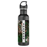 Black, Green Fluid Art Marble Personalized    Stainless Steel Water Bottle