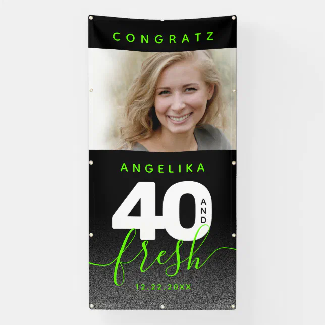 Modern Girly Bright Green 40 and Fresh Banner