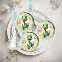 Cute little dinosaur with lots of colorful balloon hershey®'s kisses®