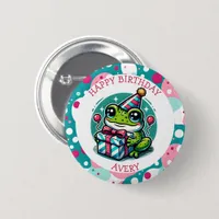 Personalized Happy Birthday Frog Themed   Button