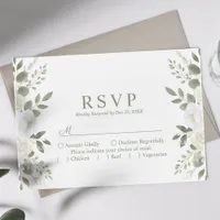 Ivory And Sage Elegant Floral Wedding RSVP