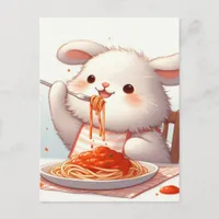 Bunny Eating Spaghetti Postcard