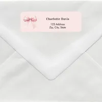 Pink bow return address  label