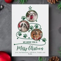 Pet Christmas Paw Prints Dog Photos  Holiday Card