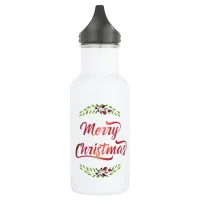 Merry Christmas Laurels Red ID293 Water Bottle