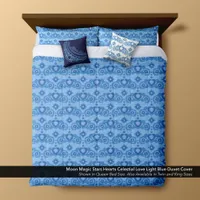 Celestial Love Stars Hearts Light Blue Duvet Cover