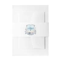 Watercolor Beach Monogram Wedding Crest Invitation Belly Band