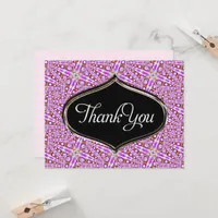 Pink Groovy Disco Pattern Thank You Card