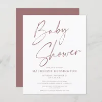 Budget Modern Handwritten Script Baby Shower