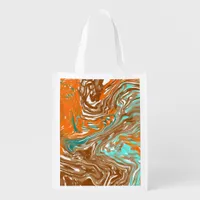 Brown, Orange, Boho Colors Abstract   Grocery Bag
