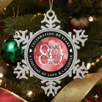 Elegant 80th Ruby Wedding Anniversary Celebration Snowflake Pewter Christmas Ornament