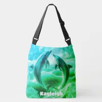 Monogram Blue & Green Dolphins Ocean | Crossbody Bag