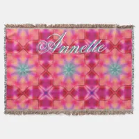 Monogram Name Colorful Blue Star Pattern | Throw Blanket