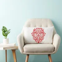 Red Fancy Love Heart Lumbar Pillow