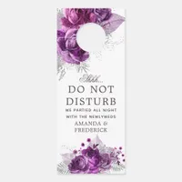 Plum and Navy Watercolor Floral Wedding Door Hanger