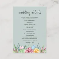 Rustic Succulent Cactus Rose Floral Wedding Enclosure Card