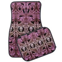 Goth Pink Ornament with Skull Car Floor Mat