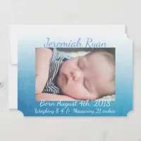 Personalized Blue Baby Photo Birth Announcements