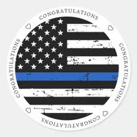 Thin Blue Line Law Enforcement Congratulations Classic Round Sticker