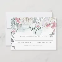 Ivory Blush Pink Cottage Flowers RSVP Card