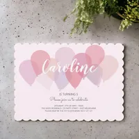 Pink Party Balloons Cute Birthday Invitation