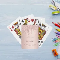 40 fabulous party blush rose gold glitter drips poker cards