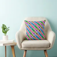 [Fun with Stripes] Pattern #5a Rainbow Diamond Throw Pillow