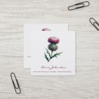 Purple Scottish Thistle Square Business Card