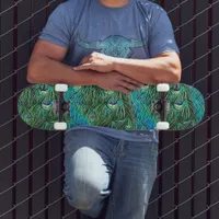 Peacock feathers pattern, abstract art  skateboard