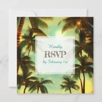 Tropical Palm Trees at Sunset Wedding Invitation